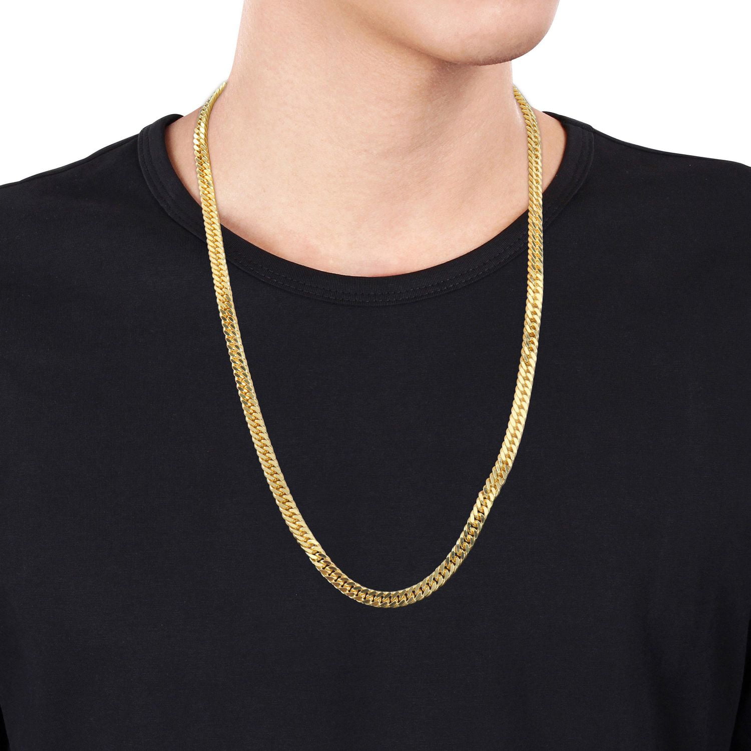 Miabella 18K Yellow Gold Plated Sterling Silver Double Fancy Curb Link Necklace