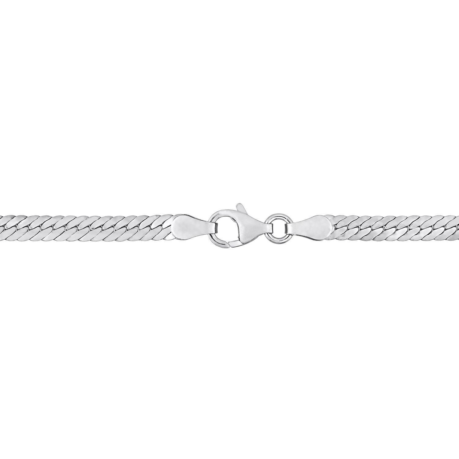 Miabella Sterling Silver Herringbone Chain Necklace