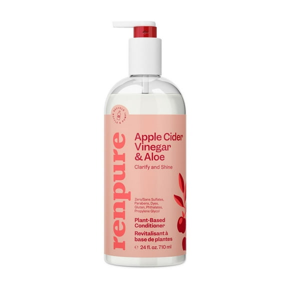 Vinaigre de cidre de pomme Renpure & Conditionneur d’aloès, à base de plantes - Clarifie, élimine les résidus et nourrit pour les cheveux brillants et sains - Pour les cheveux ternes - 24 Fl Oz Clarifier et briller Conditionneur