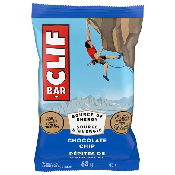 CLIF BAR Energy Bars, Chocolate Chip, High in Protein, Contains 70% Organic Ingredients