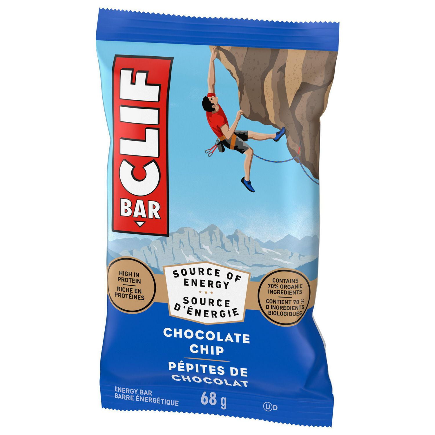 CLIF BAR Energy Bars, Chocolate Chip, High in Protein, Contains 70% Organic Ingredients,  (Pack of 12), 68 g