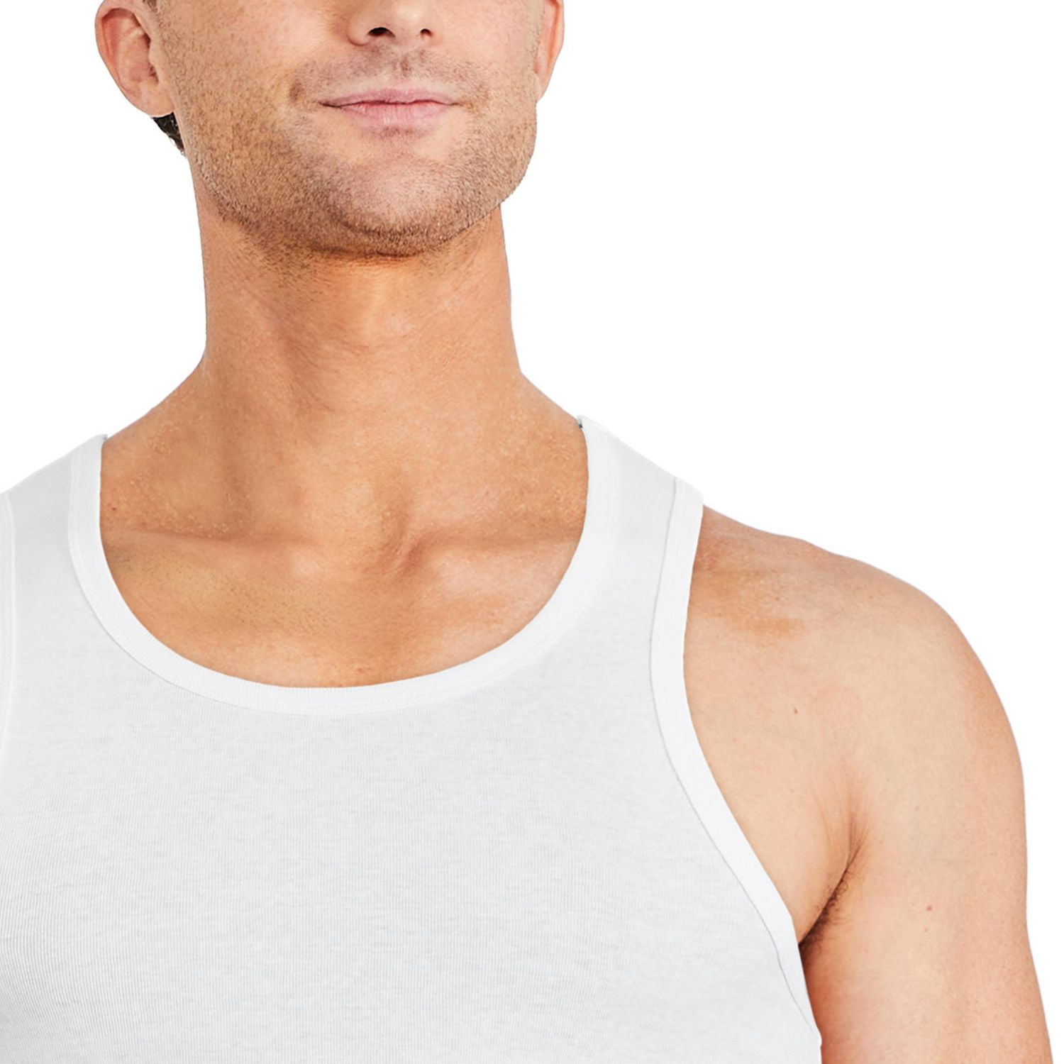 Value Packs of Men's Black & White Ribbed 100% Cotton Tank Top A Shirts  Undershirt (L, 3 Pack Black)