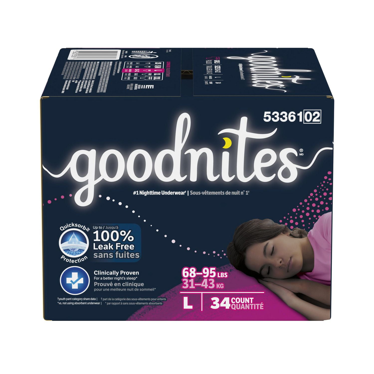 Goodnites Girls' Nighttime Bedwetting Underwear, Giga Pack