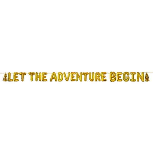 Packed Party "Let the Adventure Begin" 4FT Gold Mylar Balloon Graduation Banner