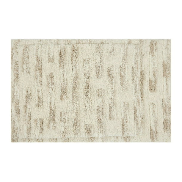 Hometrends 2 Piece High-Low Pile Tufted Bath Rug Set, Super Soft 100% ...