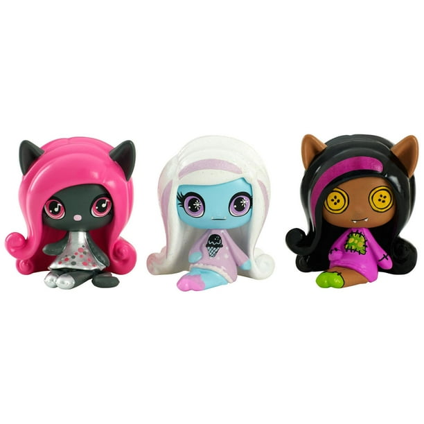 Coffret de 3 mini figurines Clawdeen Wolf Goules de chiffon, Abbey Bominable Goules friandises et Catty Noir Goules originales de Monster High