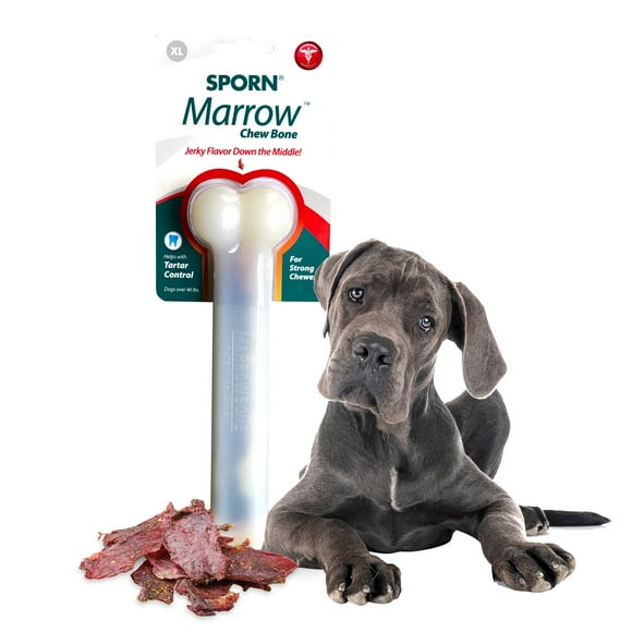 Sporn Durable Marrow Dog Chew Bones for Aggressive Chewers, Jerky Flavor, Extra Large, 1 X-Large Bone
