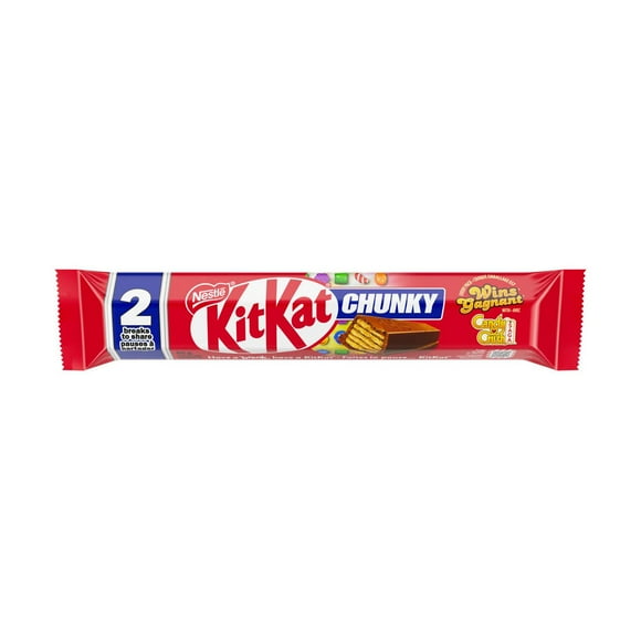 KITKAT Chunky, King Size, 2 Bars, Crispy KITKAT Wafer In A Thick Milk Chocolate Coating, Prepared In Canada, Natural Flavours, Sustainably Sourced Cocoa, 85 g