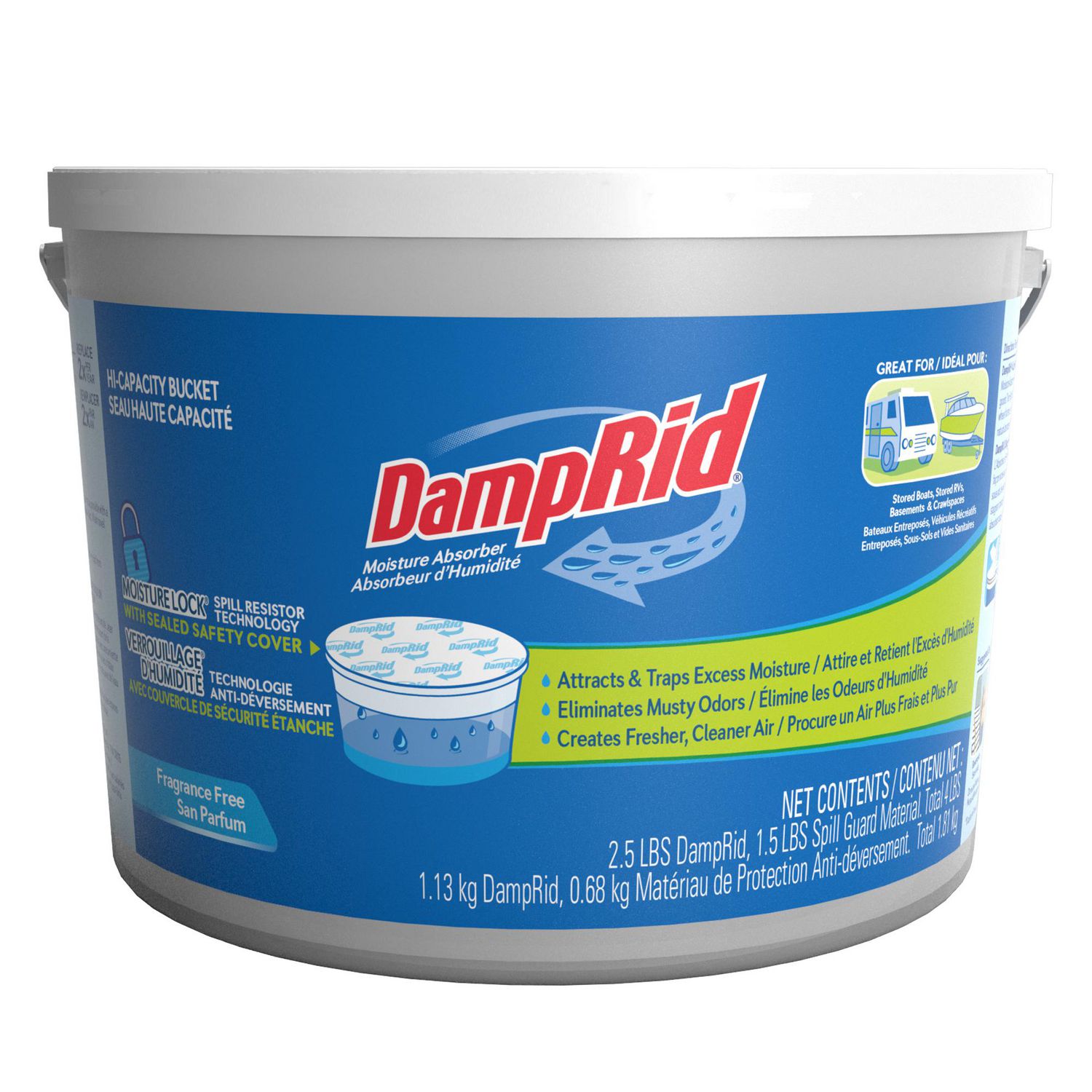 DampRid Hi-Capacity Moisture Absorbers FRAGRANCE FREE - 4 lb. Tub