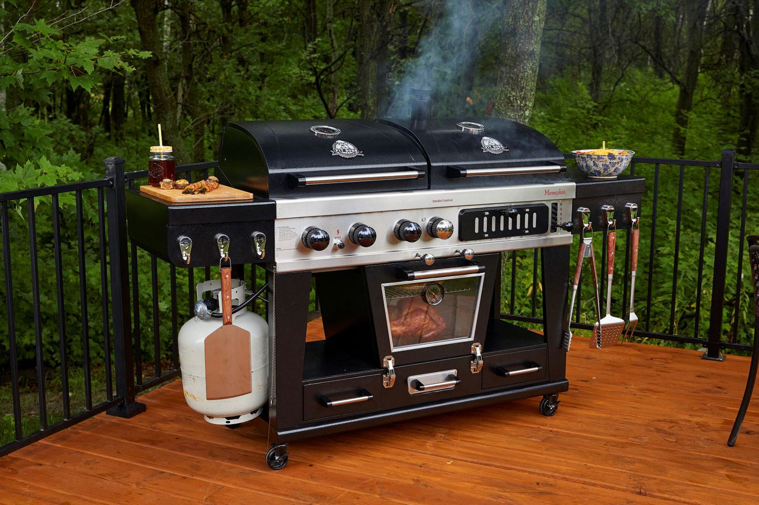 Pit Boss Memphis Ultimate Gas and Charcoal Combo Grill with Electric Smoker 