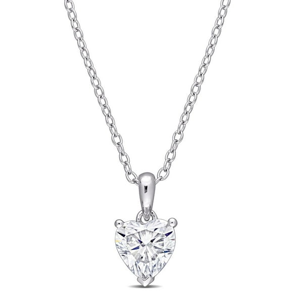 Miabella 1 Carat T.G.W. Moissanite Sterling Silver Solitaire Heart Drop Pendant
