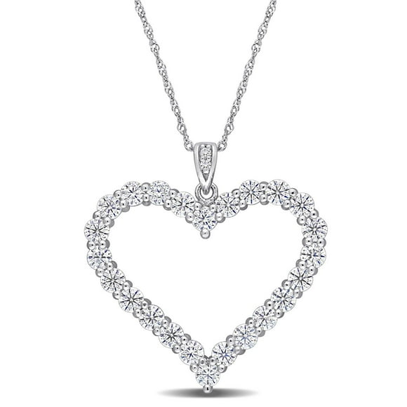 Miabella 2 2/5 Carat T.G.W Moissanite Sterling Silver Heart Pendant