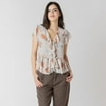 thumbnail image 1 of Devoted Flowy floral ruffled short sleeve blouse, 1 of 4