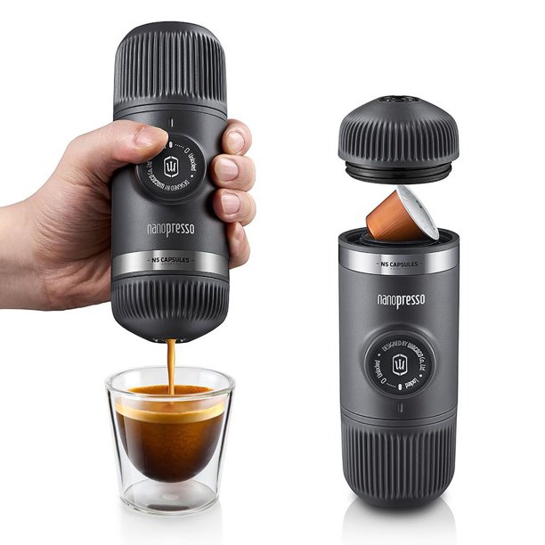 Wacaco Nanopresso Portable Espresso Maker Bundled with NS Adapter Upgrade Version of