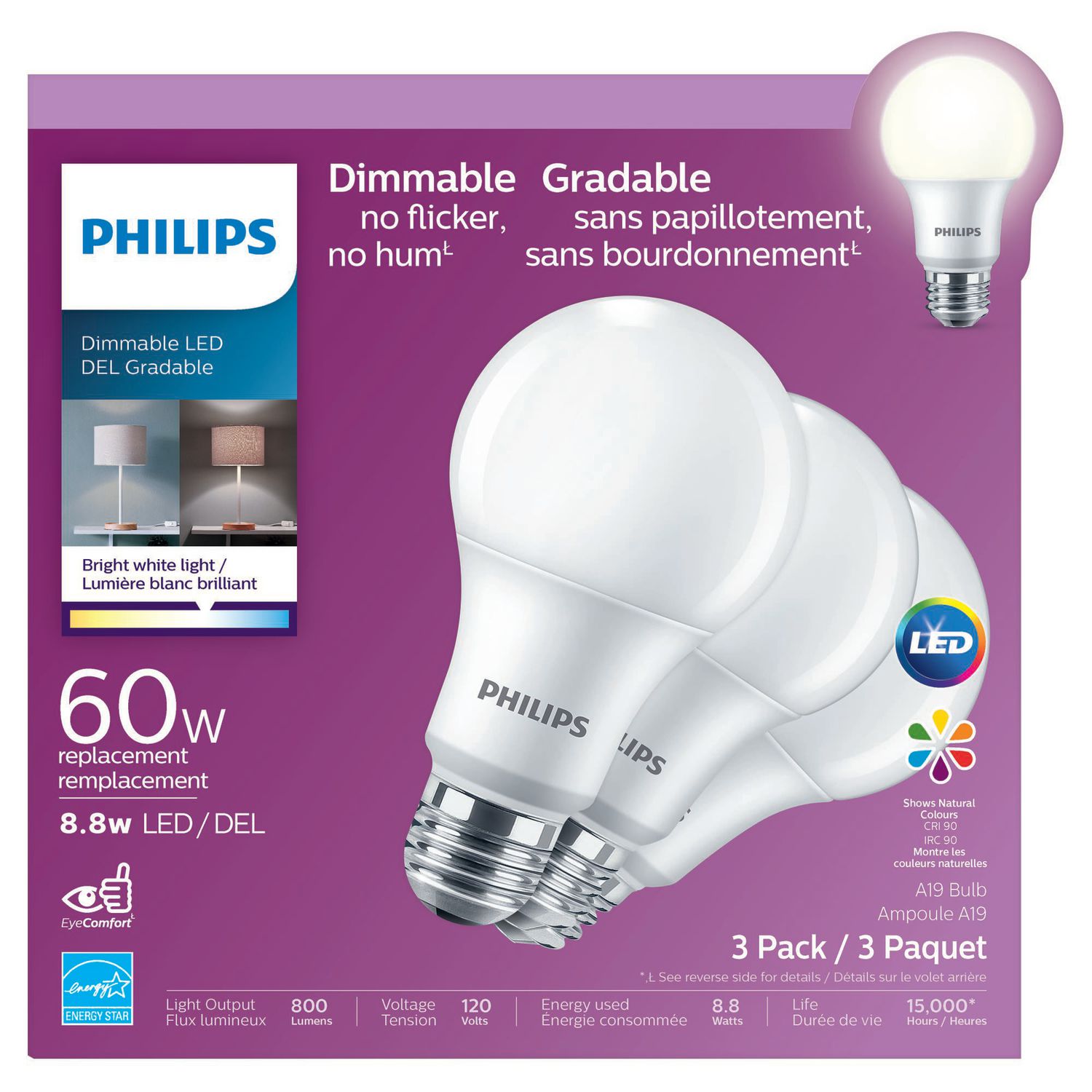 Modstand Benign Jeg vil have PHILIPS LED 60W A19 Bright White Dimmable | Walmart Canada