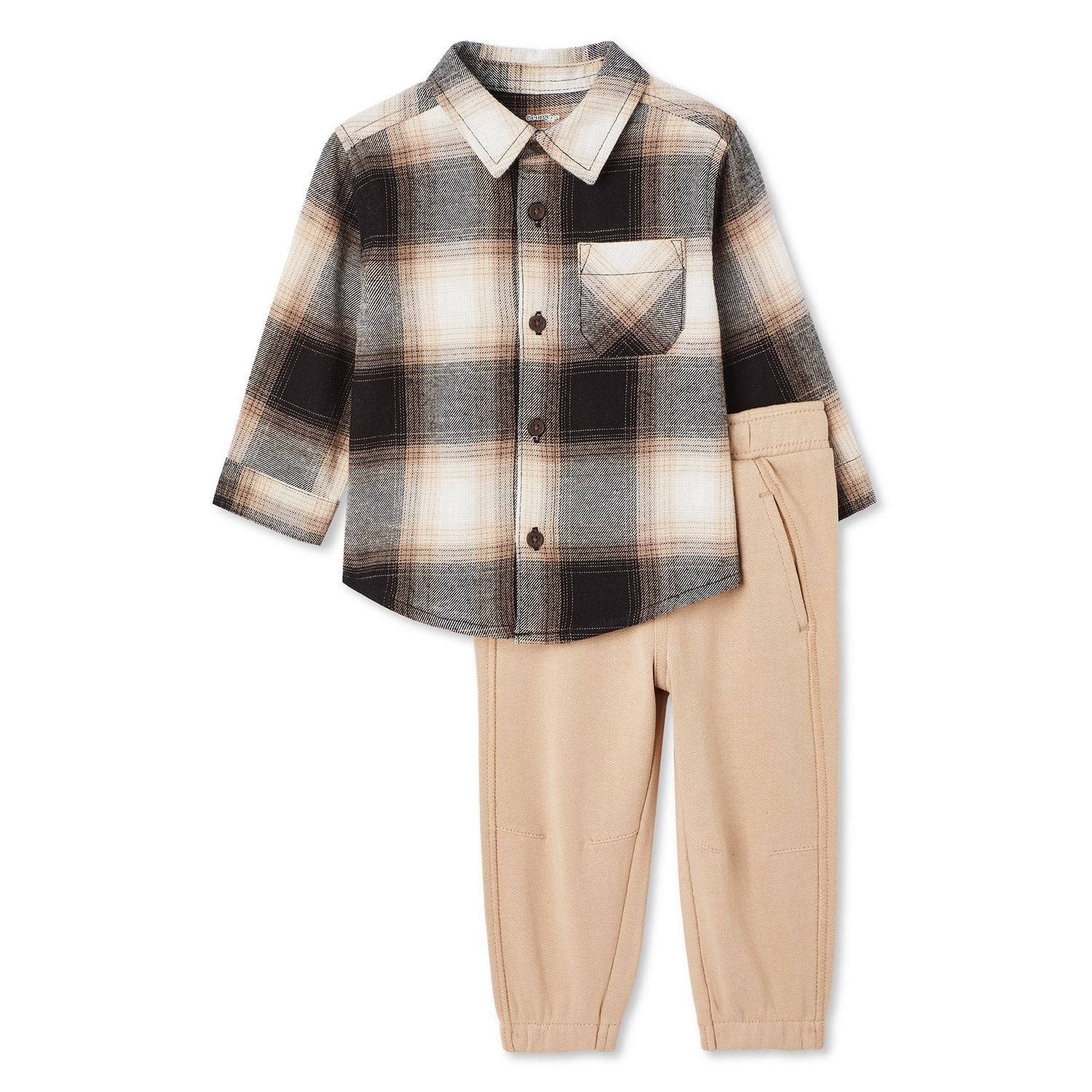 George Baby Boys' Flannel Shirt 2-Piece Set, Sizes 0-24 months