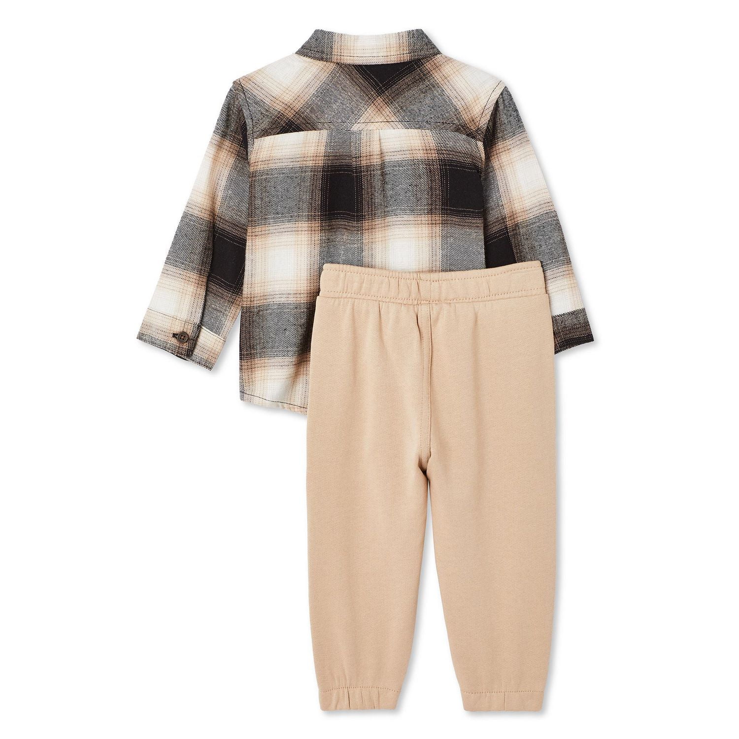George Baby Boys' Flannel Shirt 2-Piece Set, Sizes 0-24 months