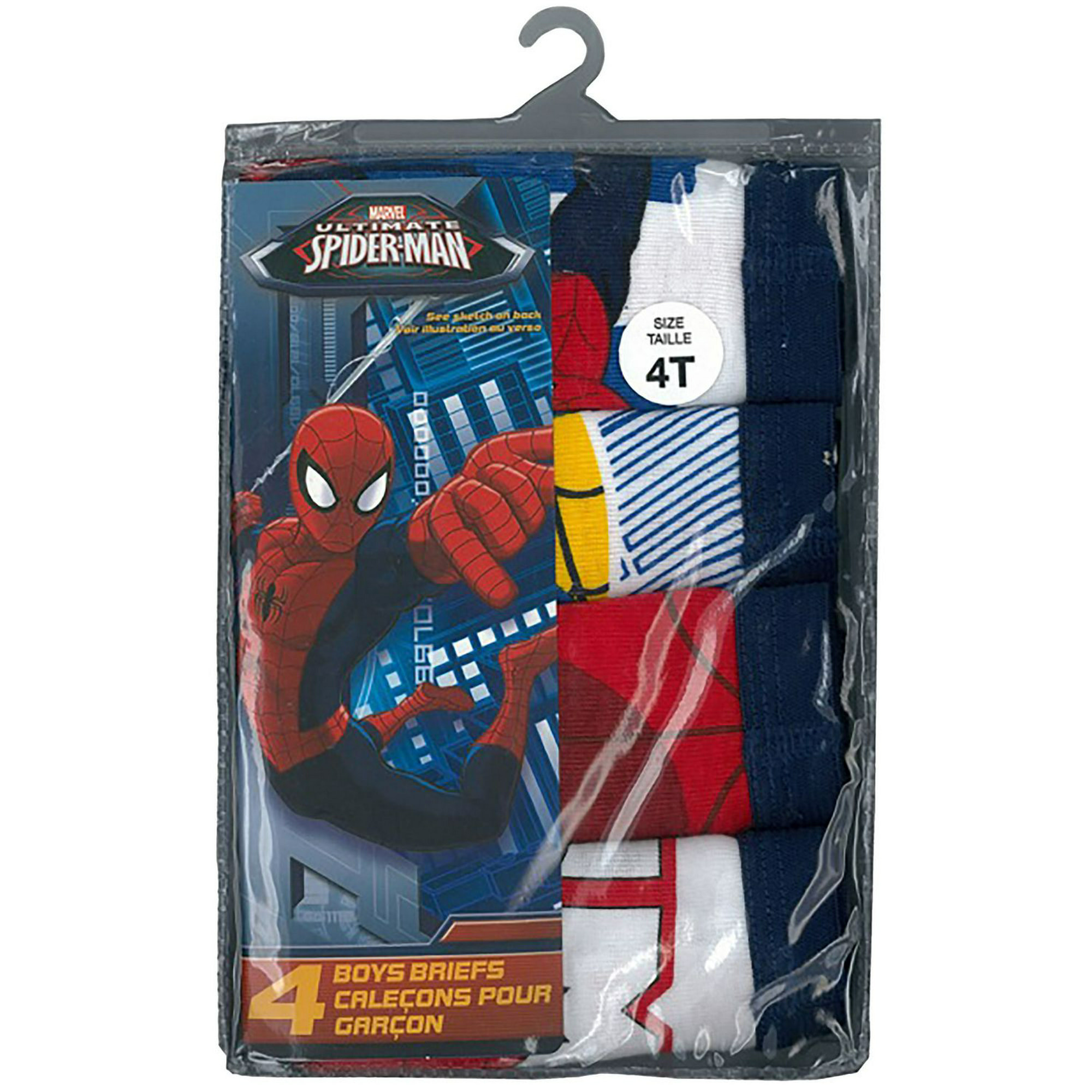 Spider Man Marvel Boys Spiderman 4 Pack Briefs, Sizes: 2T - 8 