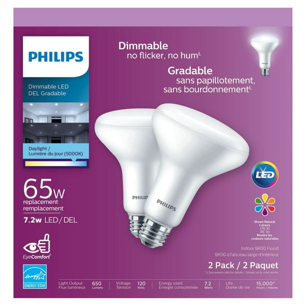 Ampoule DEL PHILIPS BR30 7,2 W lumière du<br>jour (remplace 65 W) paq. de 2