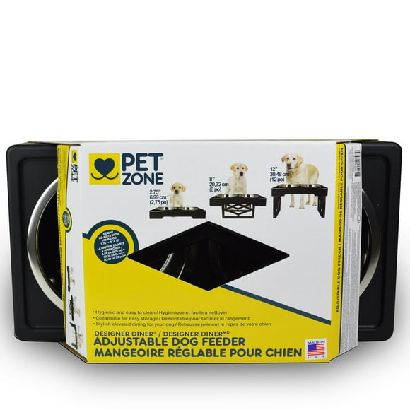 Pet Zone Designer Diner Adjustable Elevated Dog Double Feeder, Double Feeder