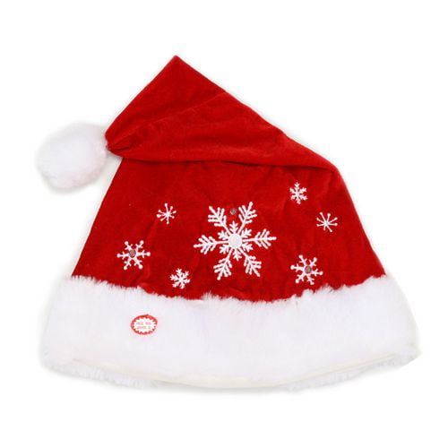 Chapeau de Père Noël ajustable animé avec lumières de 15-17 po