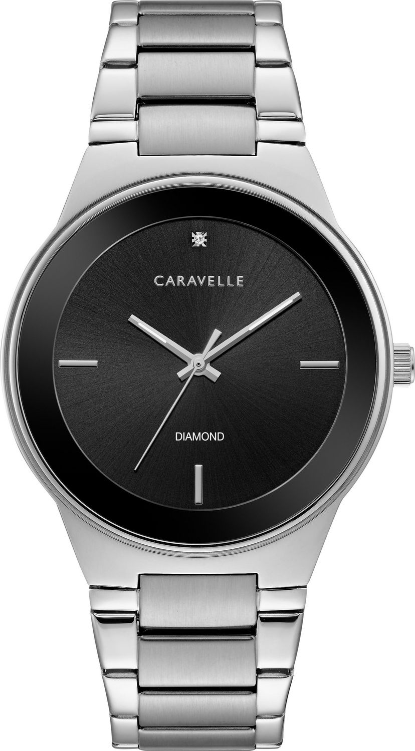 Caravelle Mens Silver-Tone Quartz Watch