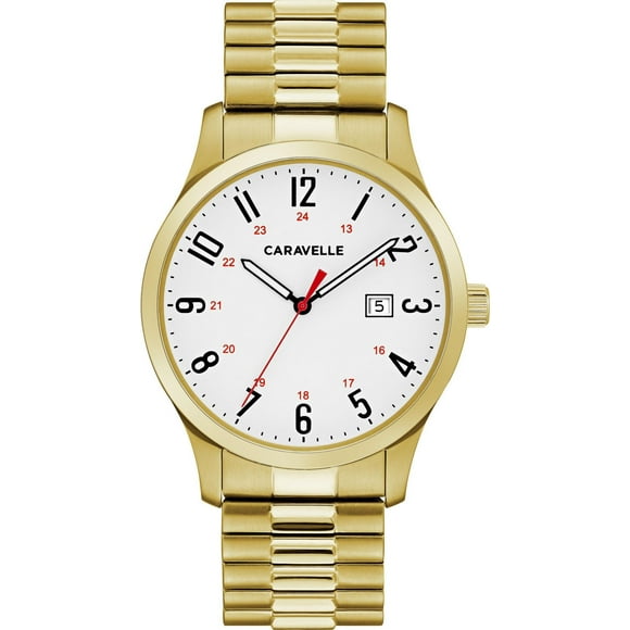 Caravelle Mens Gold-Tone Quartz Watch