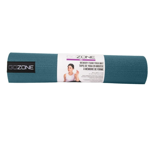 GoZone 7mm Solid Memory Foam Yoga Mat – 24 x 68 – Blue 