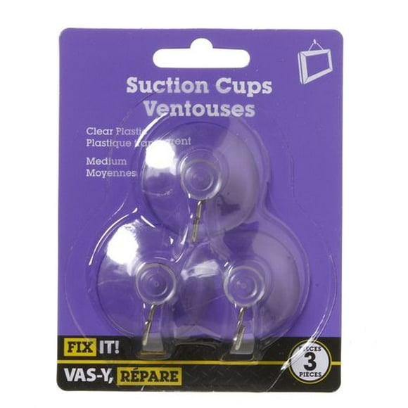 Medium Suction Cup 3 Pieces, Suction cups are for smooth, non porous surfaces. Attach and remove easily from glass, tile, glazed porcelain, and fiberglass.