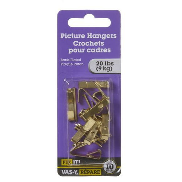 Brass Plated Picture Hanger 10 Pieces, These traditional picture hangers offer the most economical option for all wall hangings. Good for lightweight, simple jobs.