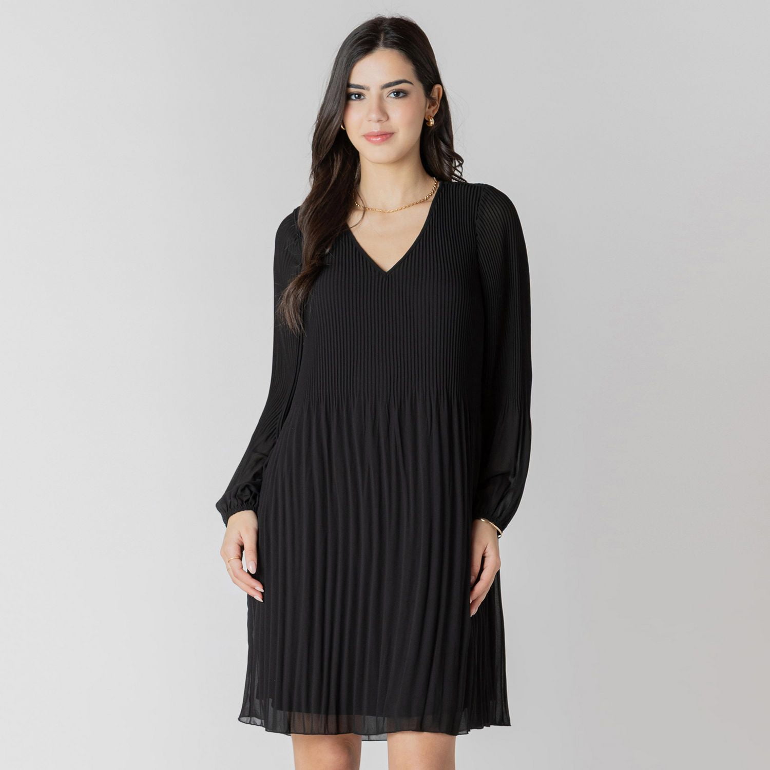 Devoted Mini robe à manches longues et col V