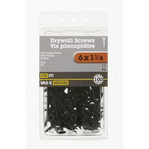 6x1-1/4" Fine Thread Drywall Screws 100 Pieces, For attaching drywall to wood or steel framing.