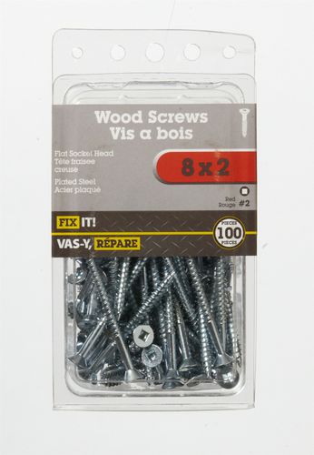 1000) 8x2 Square Flat Head Wood Screws – Plain & Lubed, Steel (Trinity Fastener)