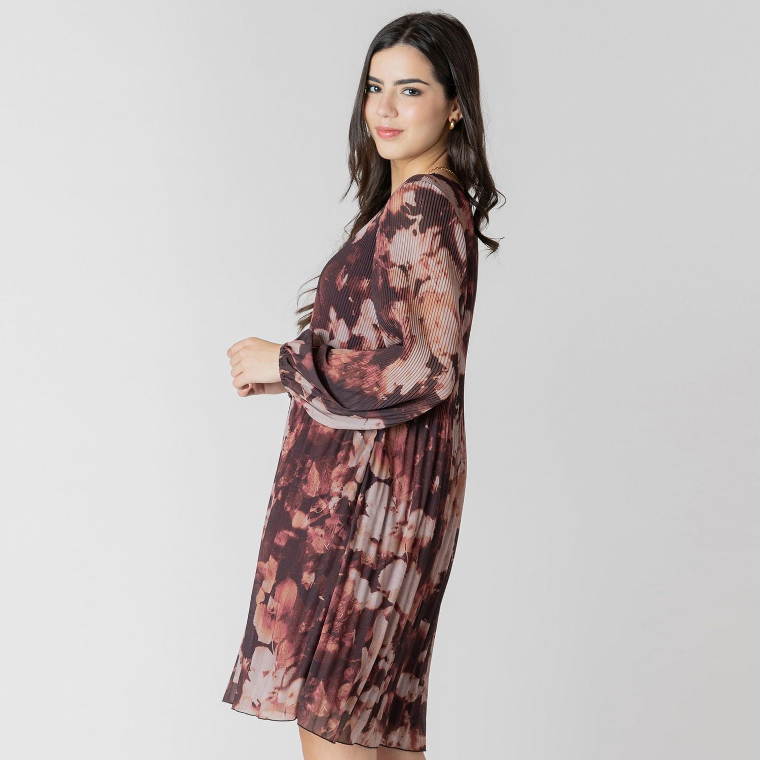 Devoted Mini robe à manches longues et col V en