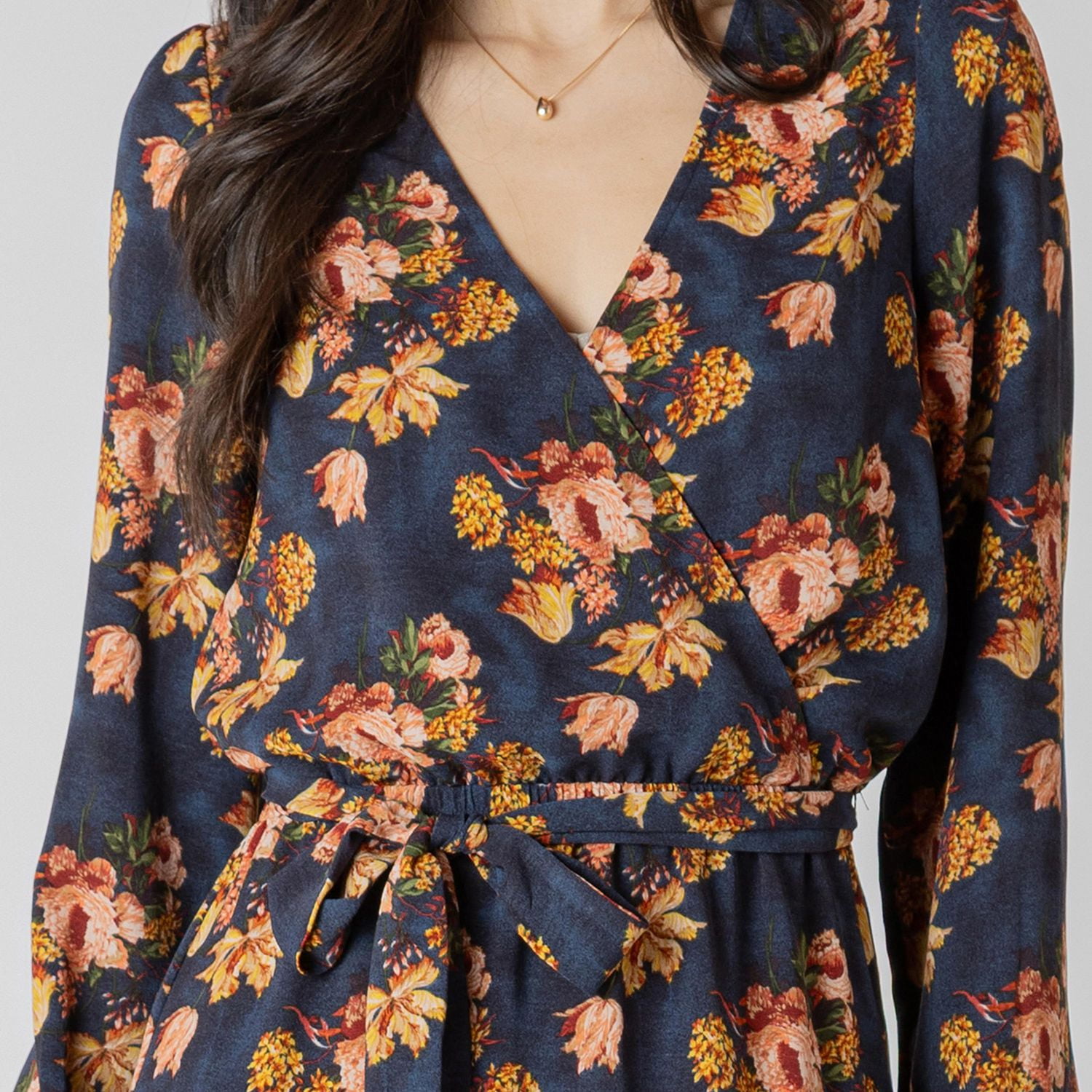 Devoted Robe midi à manches longues avec imprimé floral féminin