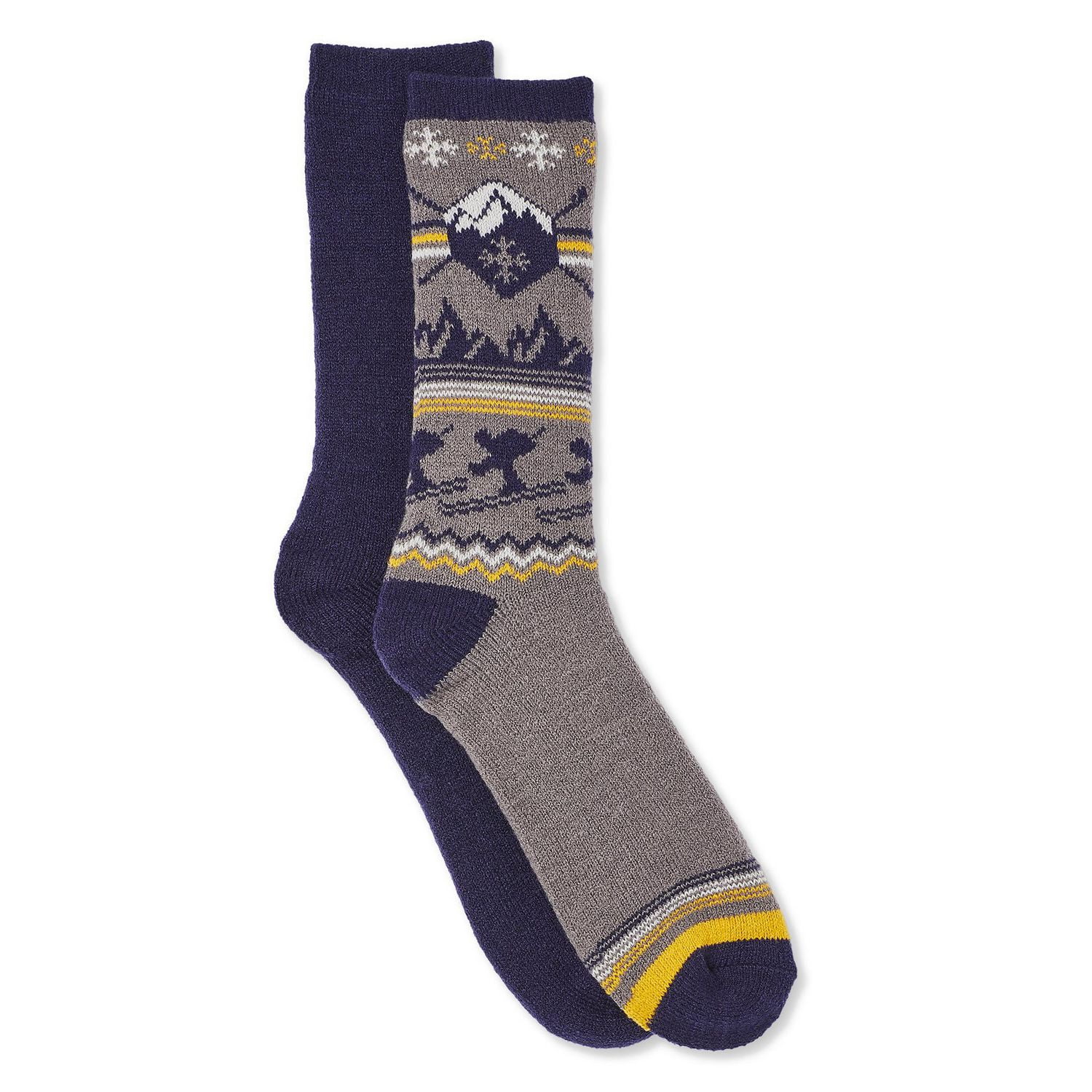 Men's Cozy Double Layer Crew Socks 2Pack Walmart Canada
