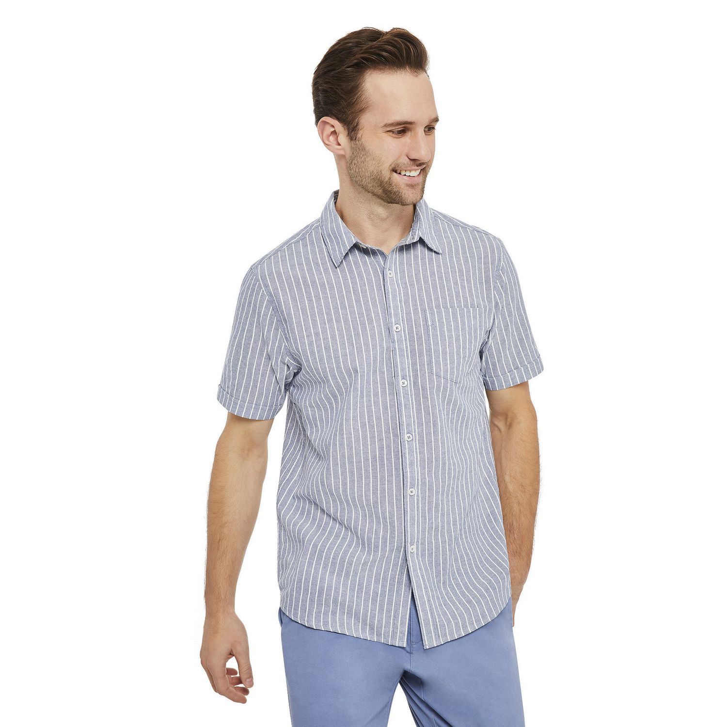 George Men's Linen Look Striped Shirt | Walmart Canada