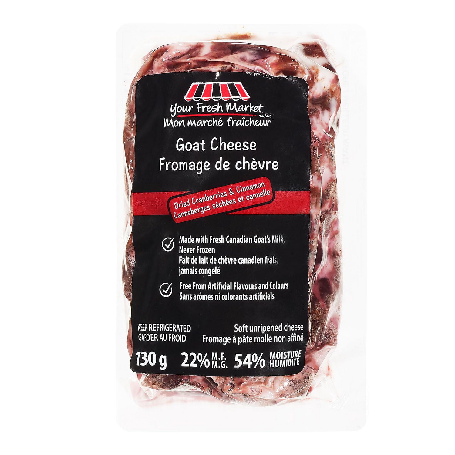 Fromage de chèvre Mon marché fraîcheur à saveur de canneberges séchées et cannelle