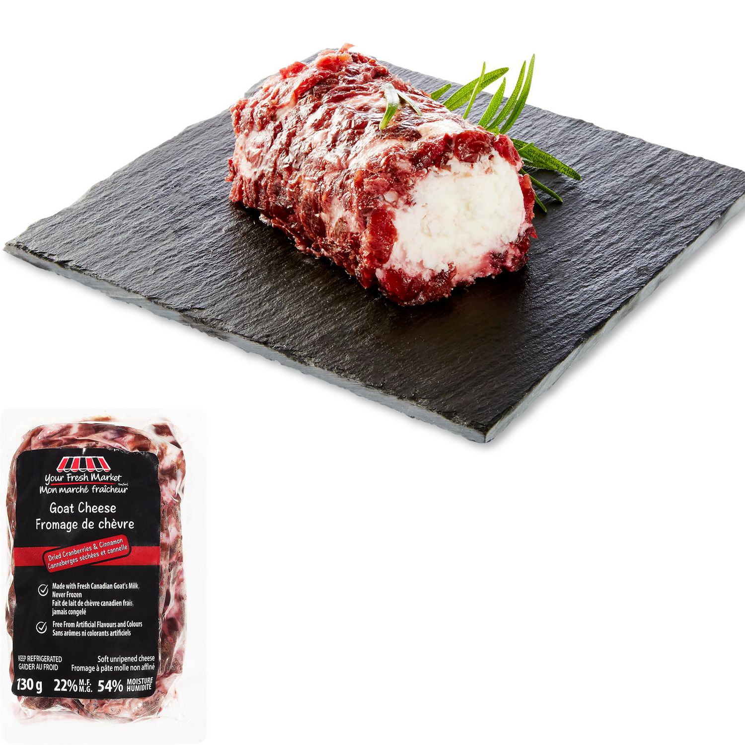 Fromage de chèvre Mon marché fraîcheur à saveur de canneberges séchées et cannelle