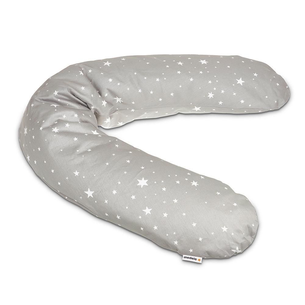 Best breastfeeding pillow – Grey tubular Medela Nursing Pillow with stars