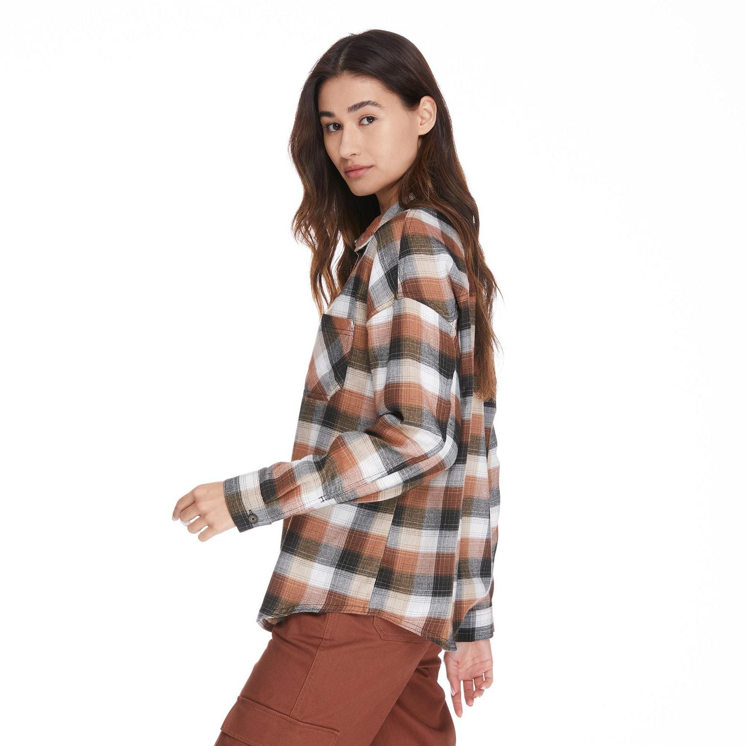No Boundaries Women's Oversized Flannel Shirt