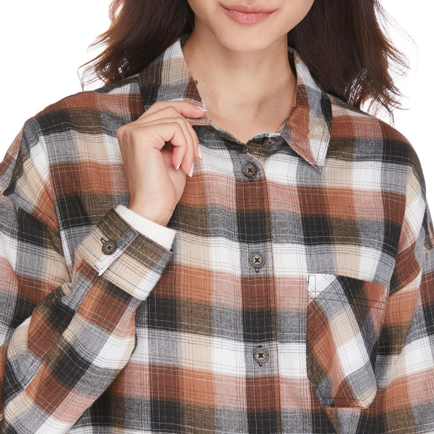 No Boundaries Women's Oversized Flannel Shirt