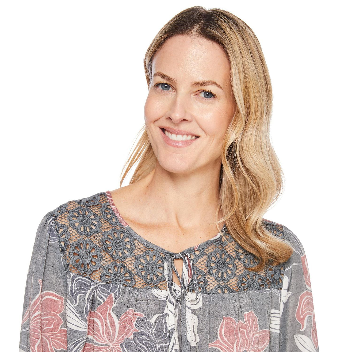 Iyla Women's Lace Trim Peasant Blouse, Sizes S-XXL