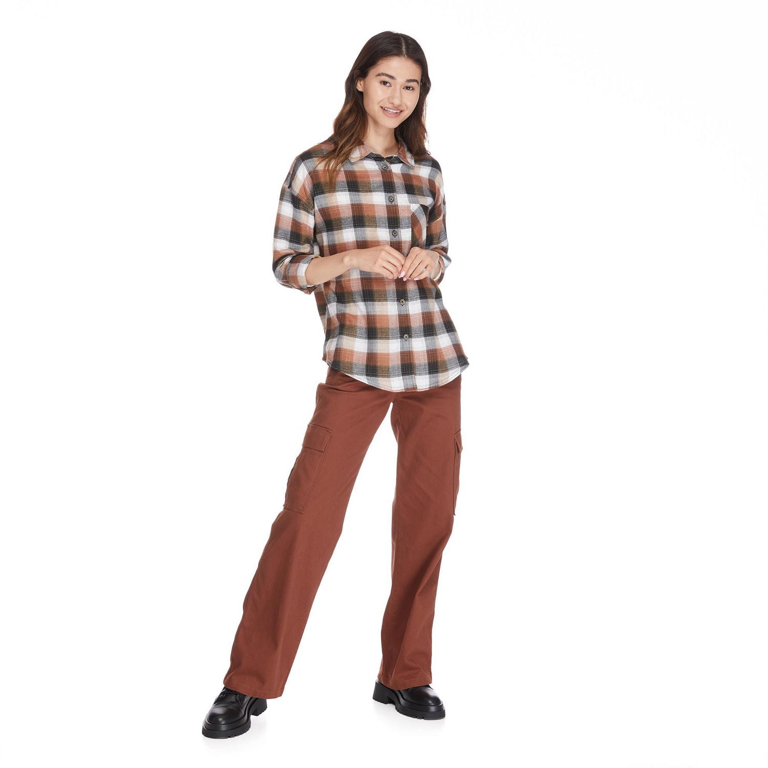 No Boundaries Women's Oversized Flannel Shirt