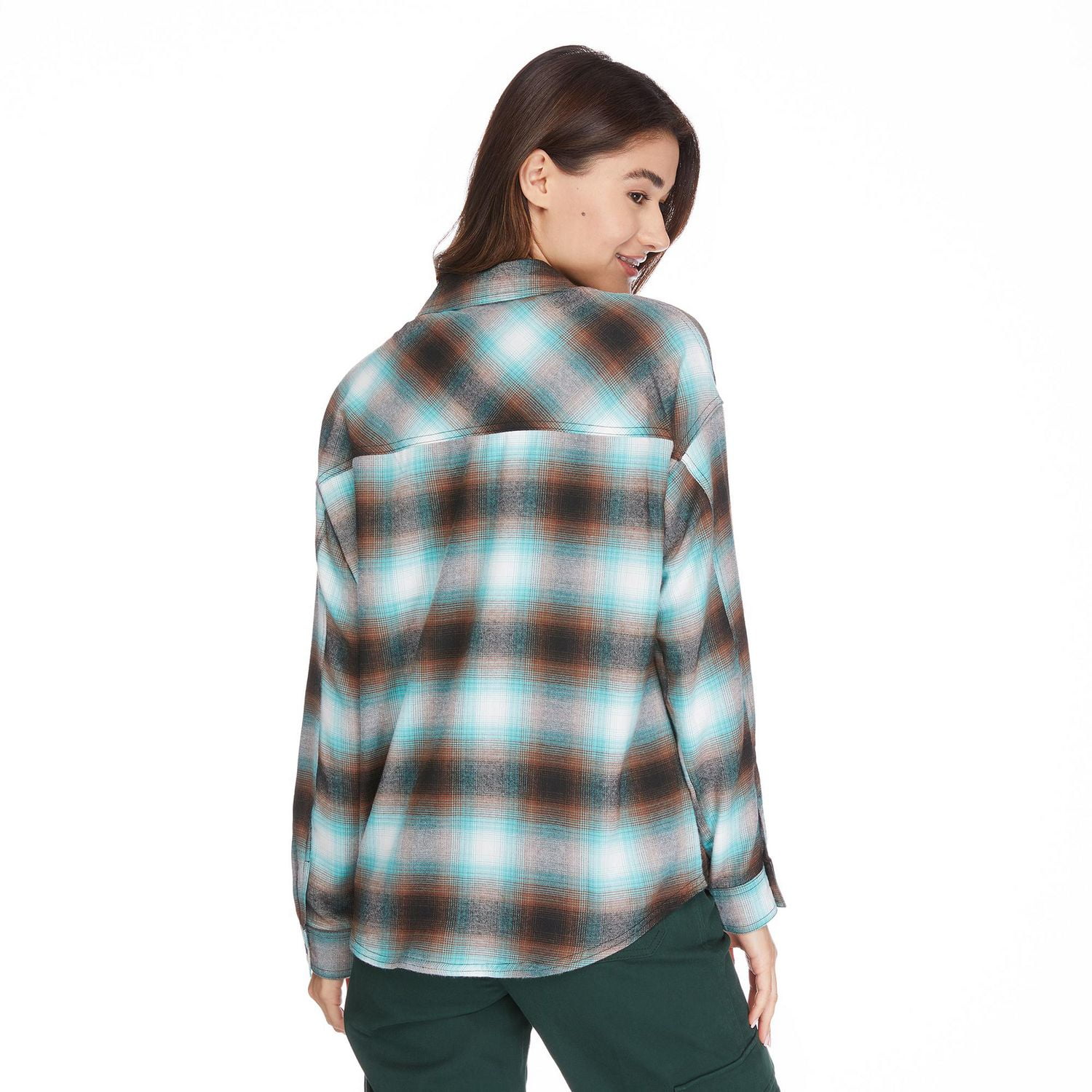 No Boundaries Women's Oversized Flannel Shirt