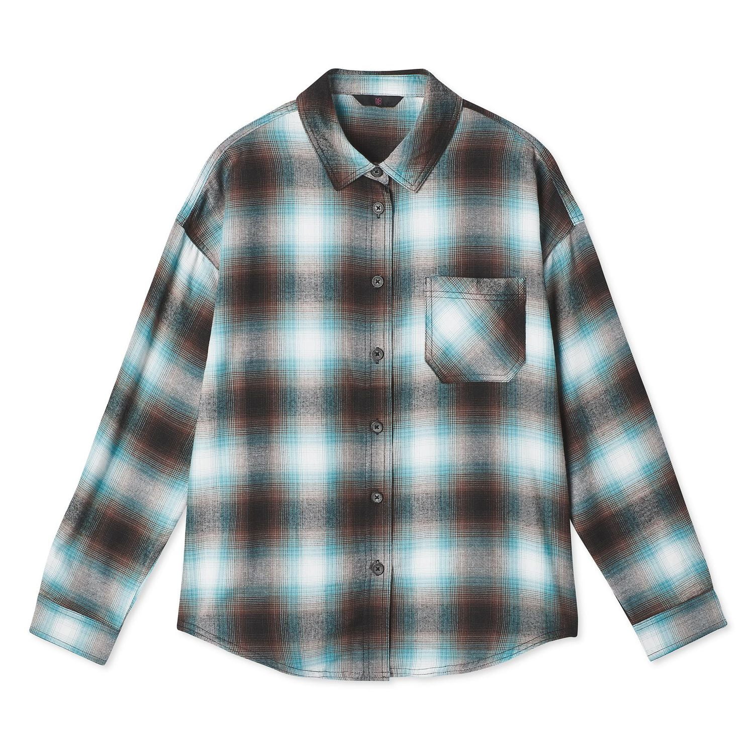 No Boundaries Women's Oversized Flannel Shirt