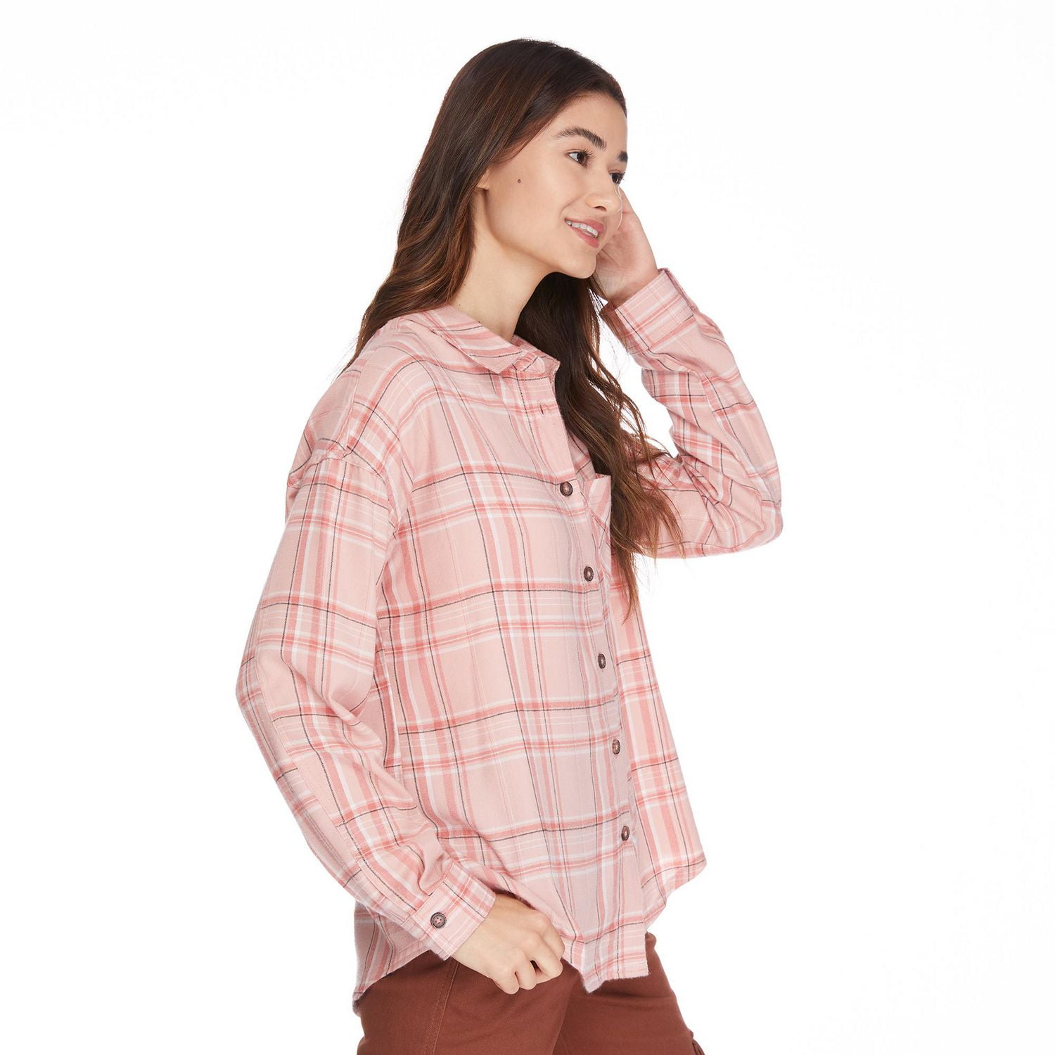 No Boundaries Women's Oversized Flannel Shirt