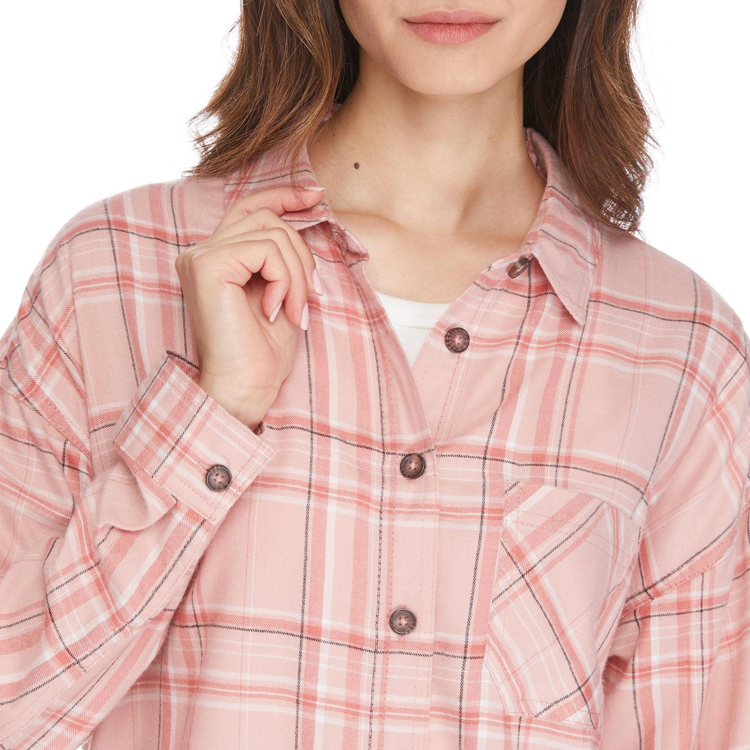 Chemise en flanelle surdimensionnée No Boundaries pour femmes