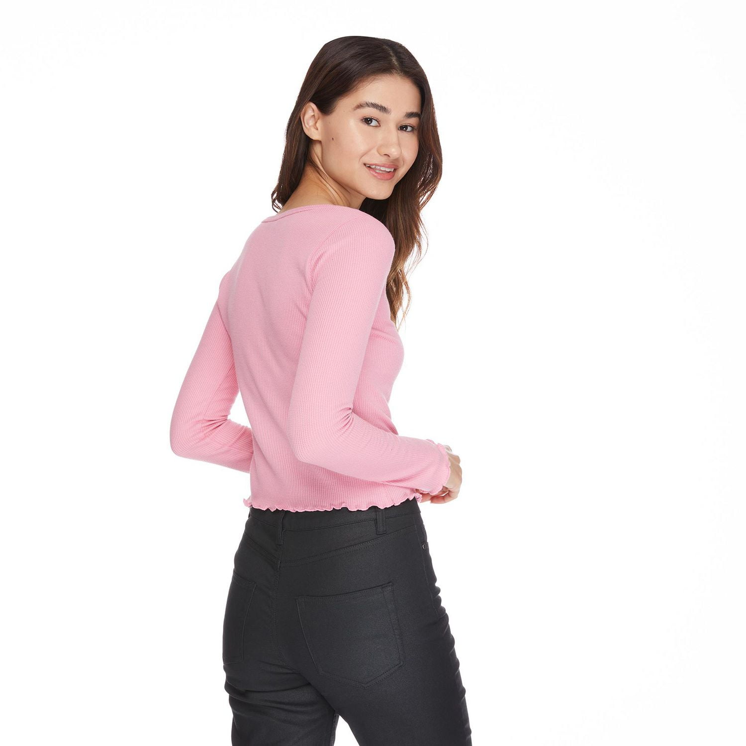 Haut henley à encolure fendue No Boundaries pour femmes