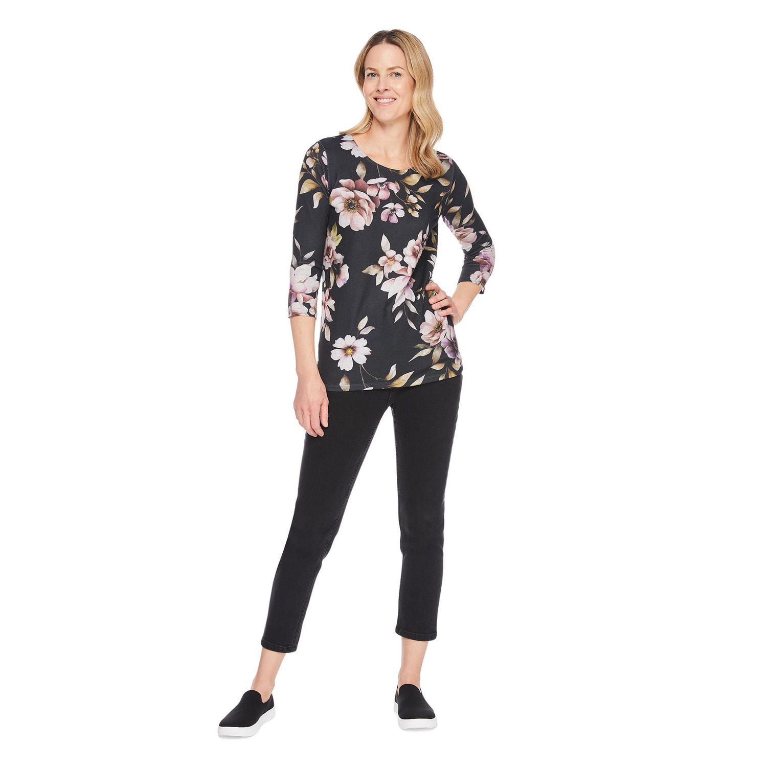 Iyla Women's 3/4 Sleeve Hacci Top, Sizes S-XXL